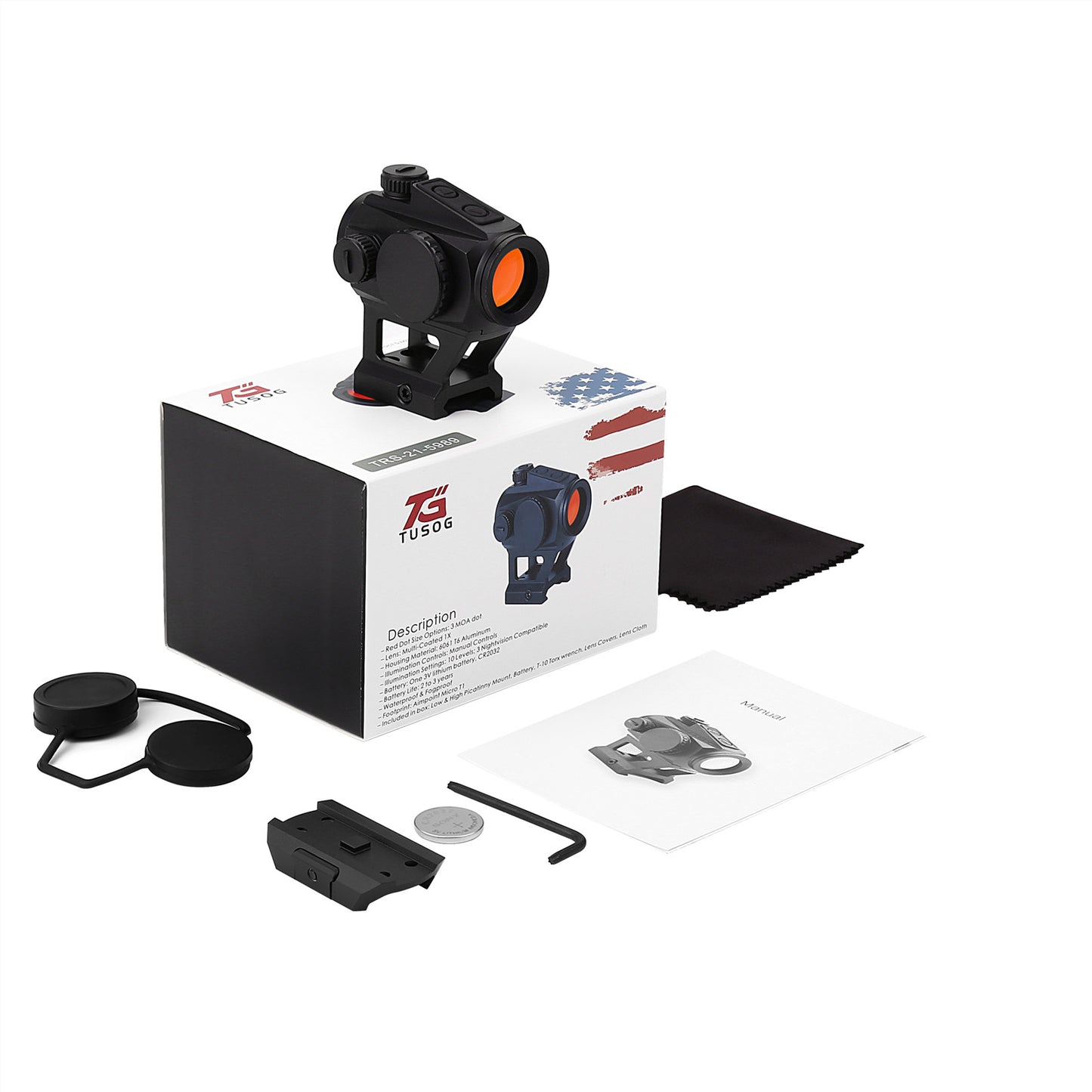 TUSOG Optics Red Dot Sight - 3 MOA Dot TSR 21-5989 NEW-Black